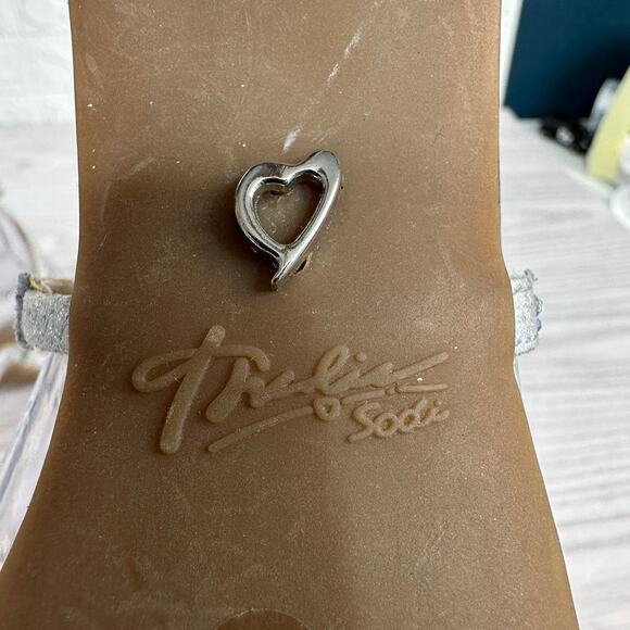 Thalia Sodi Stiletto Heel Darria Rhinestone Sandals WMNS 6M Silver Ankle Straps - Picture 9 of 13